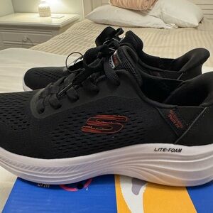 Skechers Men's Black and Red Lite-Foam Sneakers